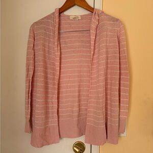 Cynthia Rowley Pink & White Striped Open-Front Cardigan